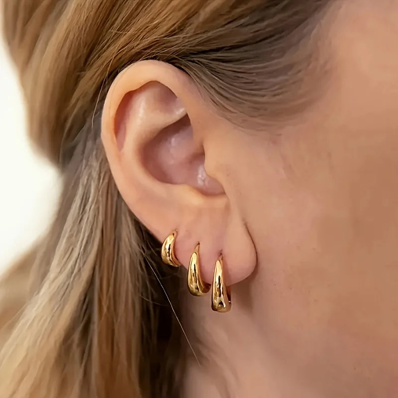 Three earrings, elegant, sexy and cute, made of copper for a lady, paired with a simple, everyday, party, wedding, gold and silv