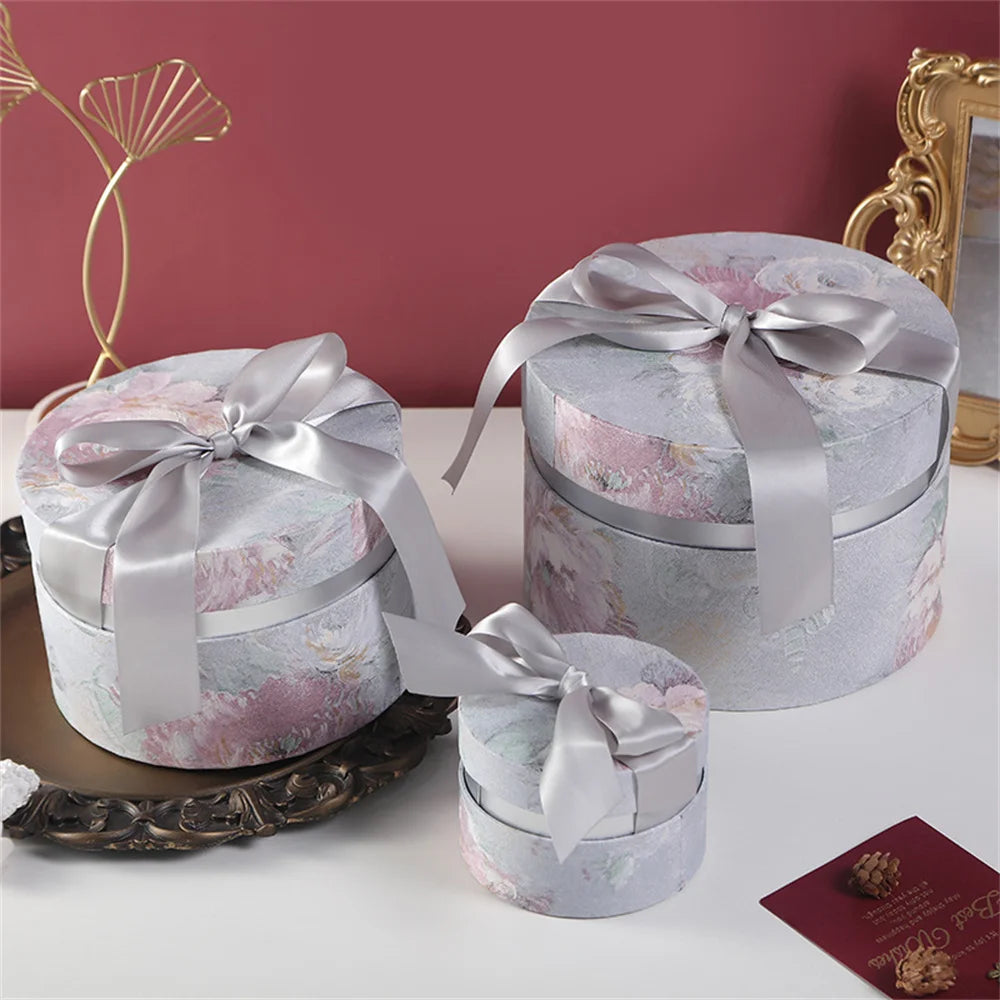 Candy Box With Bow Ribbon Round Gift Packaging Boxes
