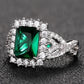 2025 New Luxury High End Party Women's Ring Bright Green Oval Crystal Noble  Retro Style Accessories Gorgeous Gift