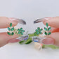 925 Silver Needle Green Flower Earrings For Women Korean Fashion Jewelry 2025 Trending Luxury Zircon Leaf Women's Stud Earrings