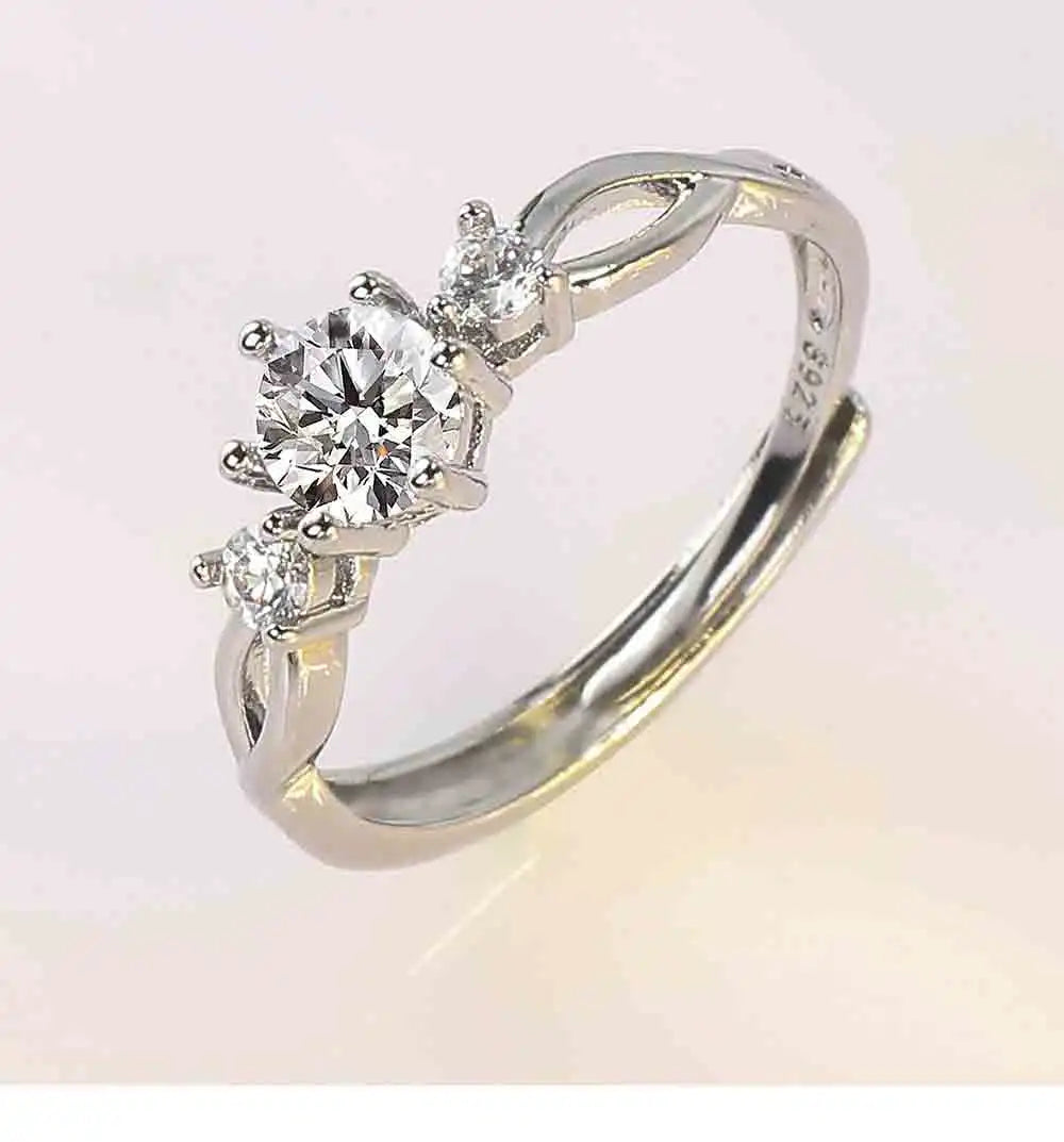 European American Fashion New Vintage Hollow Out Zircon Rings Hip Hop Party Opening Adjustable Ring for Women Gift