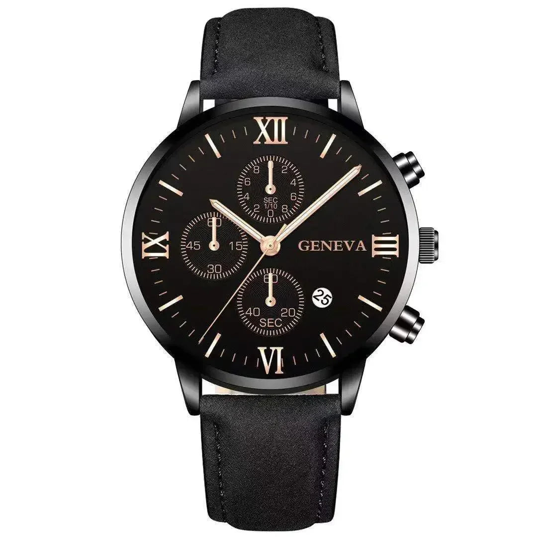 Fashion Geneva Men's Wristwatch Date Alloy Case Leather Analog Quartz Sport Watch Male Clock Top Brand Luxury Relogio Masculino
