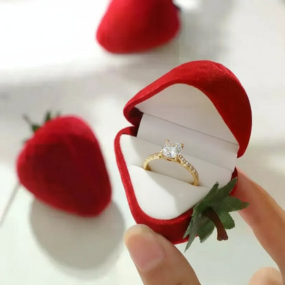 Strawberry Box Cute Jewelry Boxes Ring Flocking Storage Box