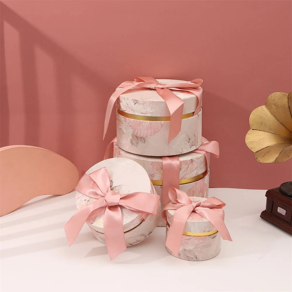Candy Box With Bow Ribbon Round Gift Packaging Boxes