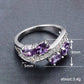 2025 New Purple Cubic Zirconia Ring with Sparkling Square Crystal, High End Women's Personalized Fashion Cocktail Party Jewelry