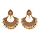 Ethnic Retro Green Sector Carved Turkish Jhumka Earrings For Women Indian Jewelry Pearl Tassel Earrings