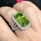 2025 New Luxury High End Party Women's Ring Bright Green Oval Crystal Noble  Retro Style Accessories Gorgeous Gift