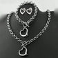 DOTIFI Set INS Exquisite Love Fashion Stainless Steel Bracelet Earrings Necklace Pendant Set Women's Daily Goods Party Favors