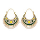 Ethnic Retro Green Sector Carved Turkish Jhumka Earrings For Women Indian Jewelry Pearl Tassel Earrings