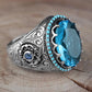 2025 New Fashion Sea Blue Cubic Zirconia Women's Wedding Ring Luxury Engagement Party Elegant   Brilliant Jewelry