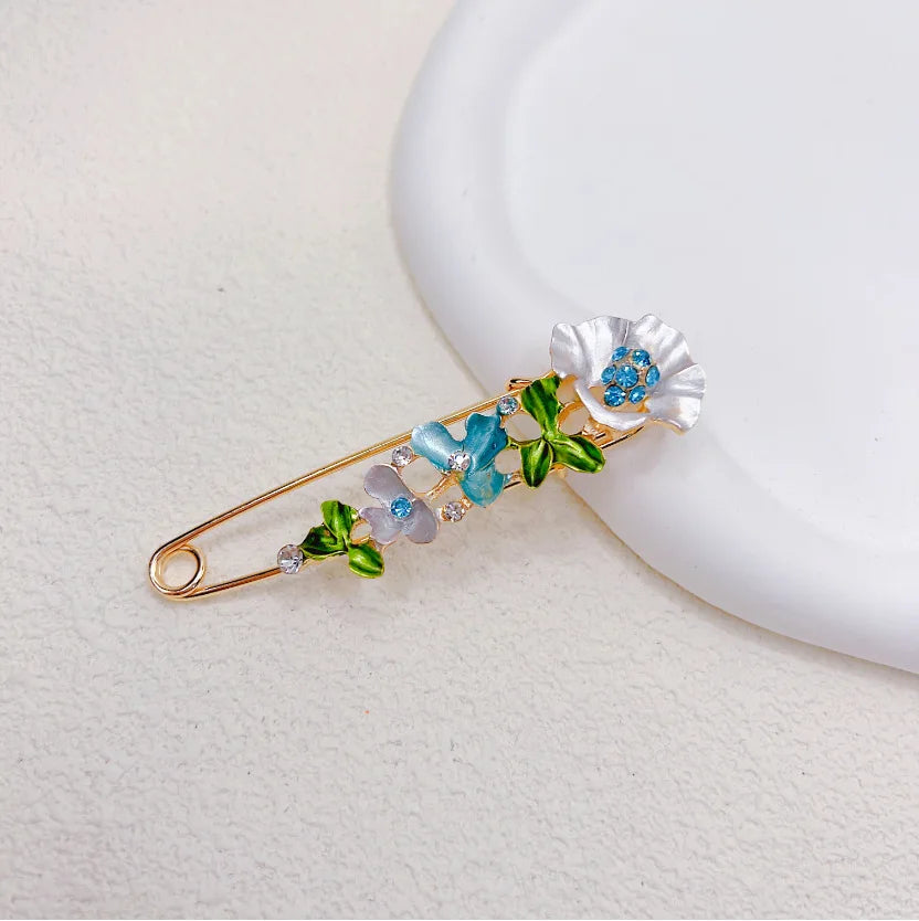 Sweet Flower Shape Lapel Pin Inlaid Shiny Rhinestones Brooches All-match Versatile Corsage Accessories