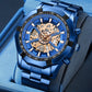 2025 Mens Quartz Watches Top Brand Luxury Stainless Steel Waterproof Hollow Out Blue Big Male Wristwatches Relogio Masculino