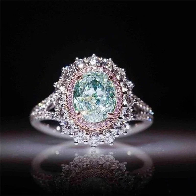 Luxurious Silver Color Inlaid Pink Zircon Multicolour Stones Rings for Women Shining Engagement Wedding Rings Jewelry