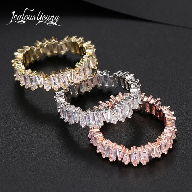 Luxury Female White Crystal Stone  Ring Irregular Zirconia Wedding Rings for Women Trendy Geometric Zircon Engagement Ring