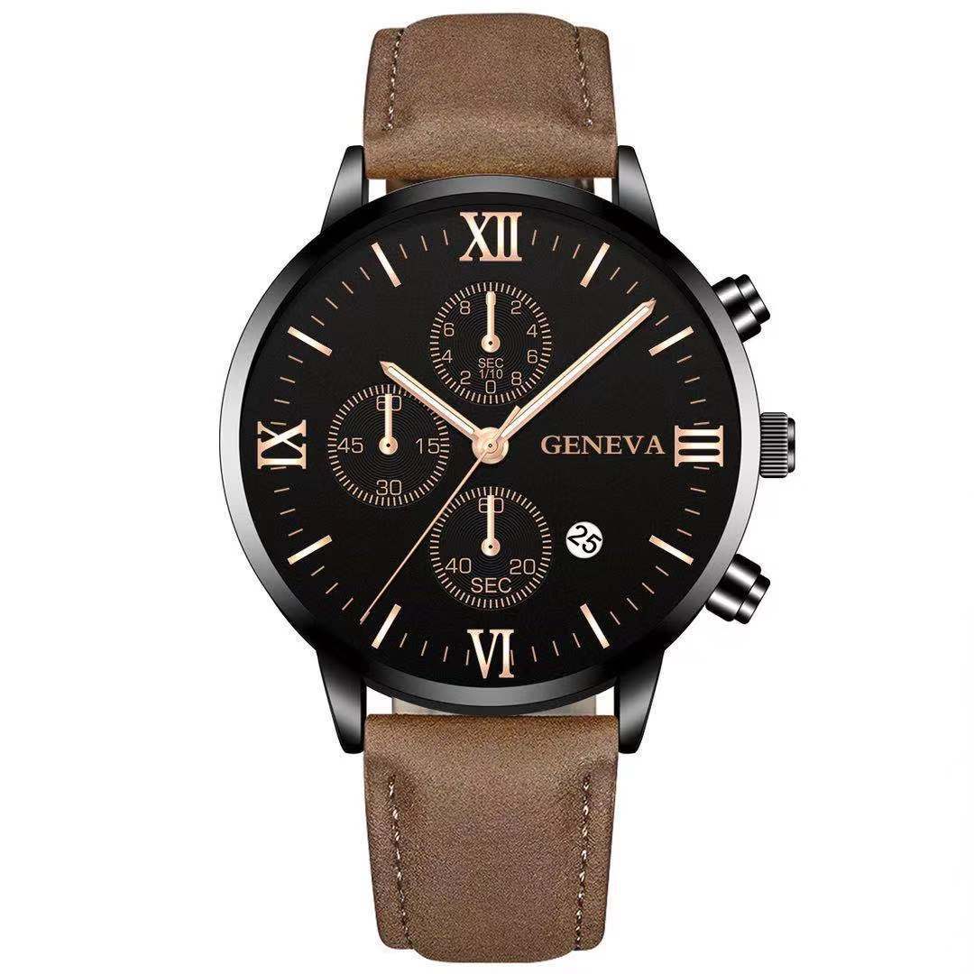 Fashion Geneva Men's Wristwatch Date Alloy Case Leather Analog Quartz Sport Watch Male Clock Top Brand Luxury Relogio Masculino