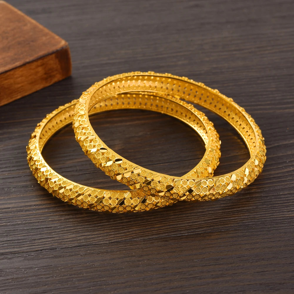 Bangrui 24K Dubai Gold Color Wedding Jewelry For Women Men Saudi Arab Bracelet&Bangles Jewelry