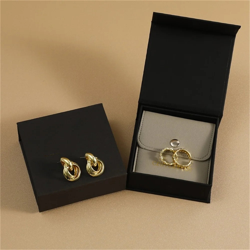 Leather Packaging Bag Set Flip-Top Paper Jewelry Box