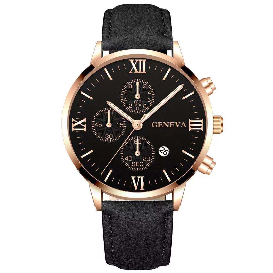 Fashion Geneva Men's Wristwatch Date Alloy Case Leather Analog Quartz Sport Watch Male Clock Top Brand Luxury Relogio Masculino