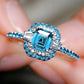 2025 New Fashion Sea Blue Cubic Zirconia Women's Wedding Ring Luxury Engagement Party Elegant   Brilliant Jewelry