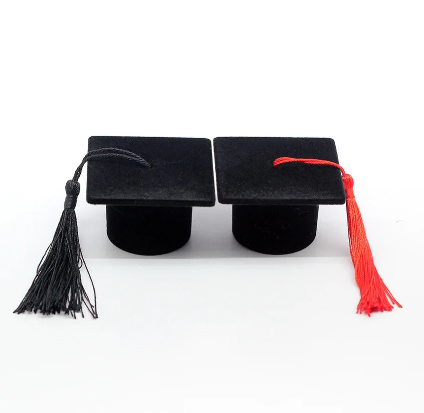 Graduation Bachelor Cap Doctor Hat Ring/Earrings Box