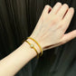 Light luxury fashion 24K real gold half-circle diamond snap bracelet au9999 gold stacked women's jewelry