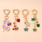 Cute Enamel Flower Butterfly Keychain Women Girls Love Heart Key Ring Pendants Handbag Decor DIY Handmade Jewelry Gifts
