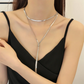 316L Stainless Steel New Fashion Fine Jewelry 134cm Pull Adjusting Charm Flat Snake Chain Choker Necklaces Pendants For Women