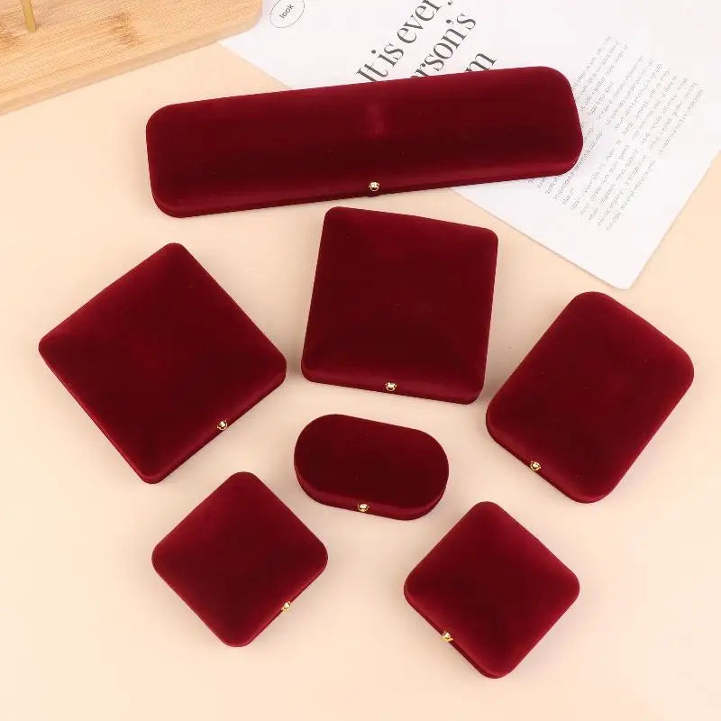Flocking Gold Buckle Jewelry Box Red Velvet