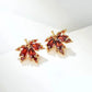 Red Gem Maple Leaf Stud Earrings for Women2023 New Fashion Light Luxury Earrings Retro Simple Crystal Earrings Jewelry Gift