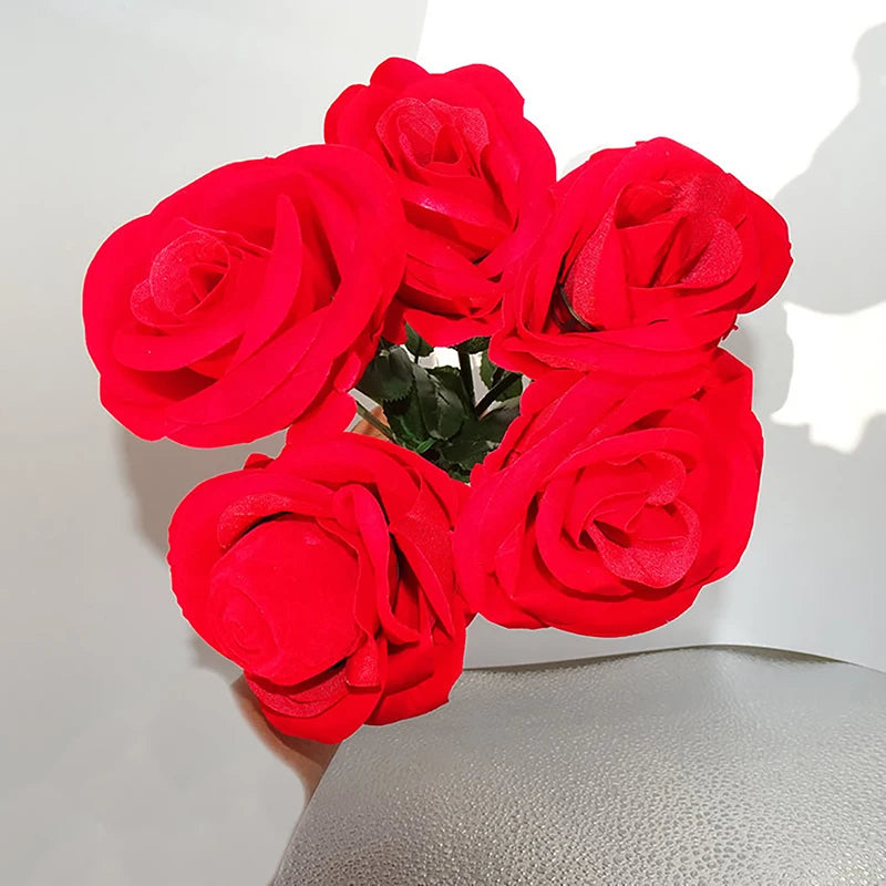 Unique Rose Flower Ring Boxes Red Velvet Rose Earring Gift Holder