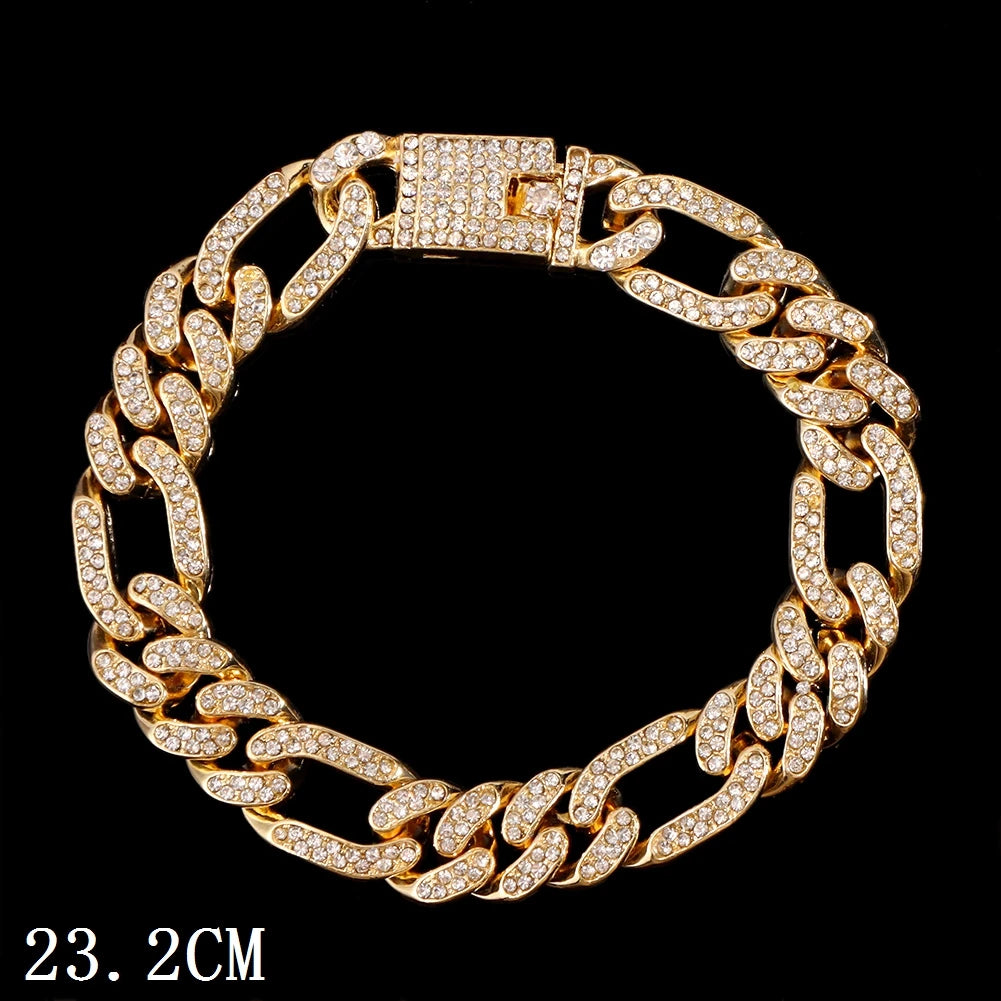 Flatfoosie Hip Hop Iced Out Chunky Cuban Chain Anklets For Women Luxury Rhinestone Link Ankle Bracelet Beach Barefoot Jewelry
