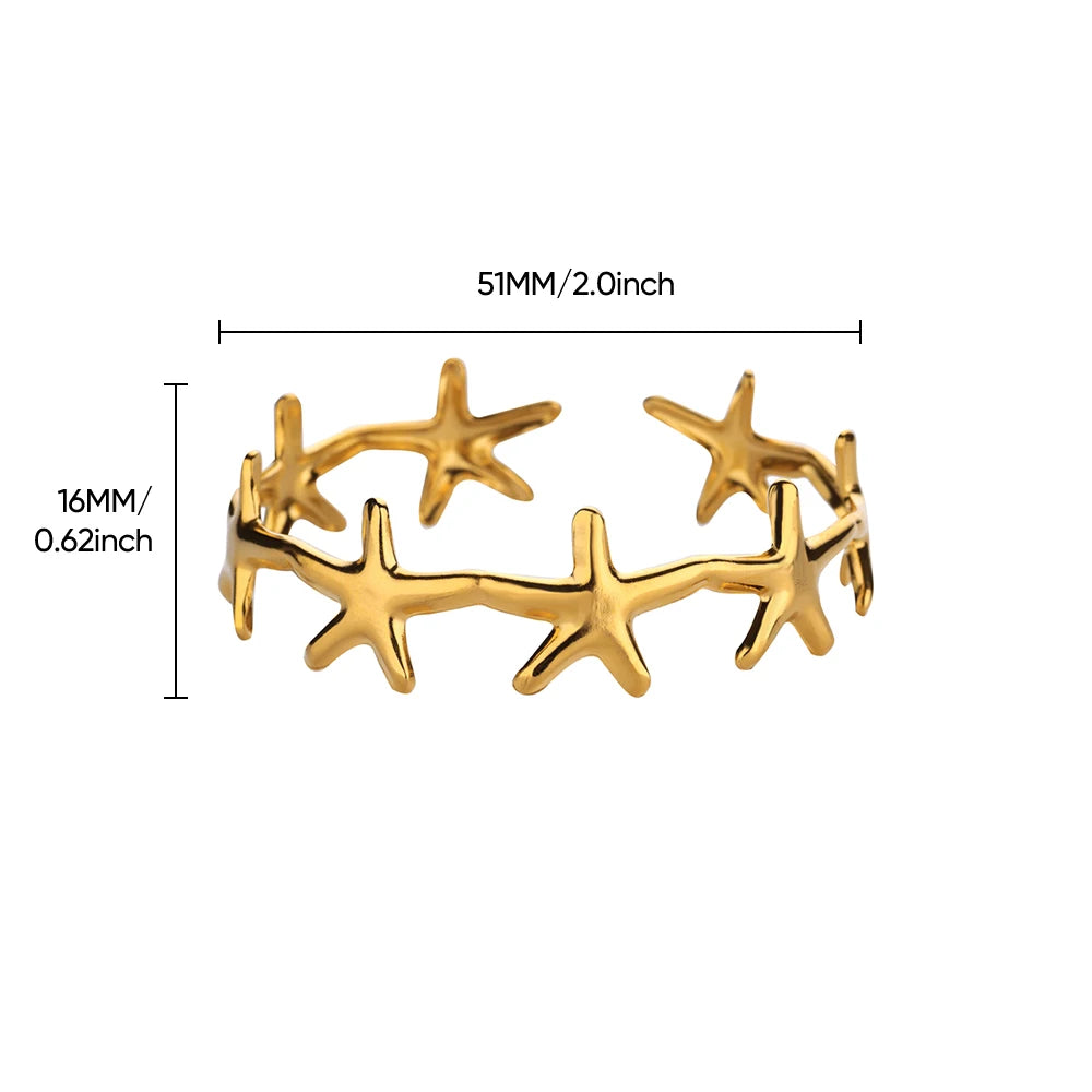 316L Stainless Steel Shell Starfish Bangles for Women Fashion Gold Silver Color Cuff Bangle Bracelet Femme Aesthetic Jewelry