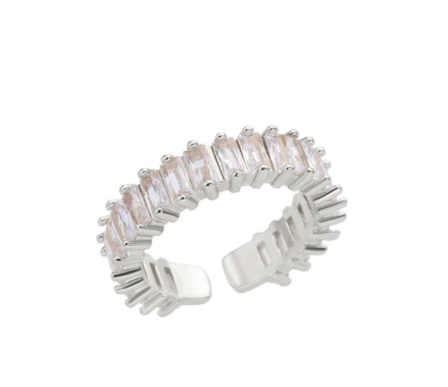 Colored Cubic Zircon Square Rings For Women Men Stainless Steel Gold Color Crystal Wedding Ring Luxury Jewelry Gift bague femme