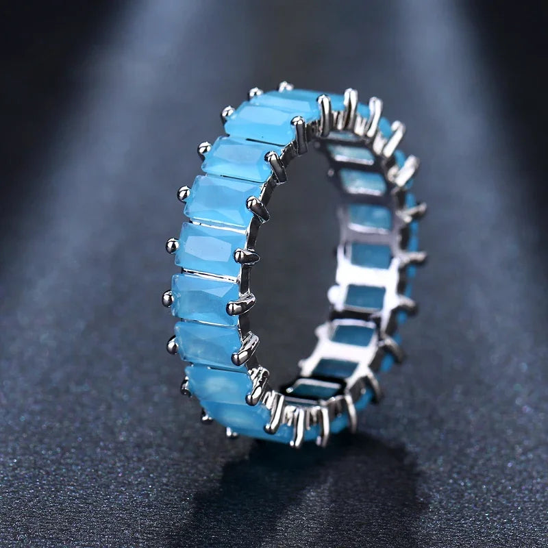 Fashion Luxury Multicolor Charm Zircon Wedding Rings for Women Round Square Stone Party Ring Jewelry