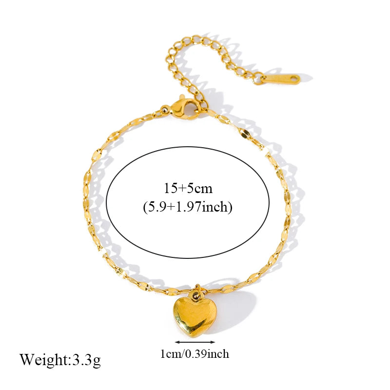 EILIECK 316L Stainless Steel Heart Love Necklace Bracelets Earrings Set For Women New Trendy 18K Gold Plated Waterproof Jewelry