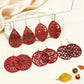 5 Pairs of Trendy, Retro Red Wood Hollowed-Out Earrings, Perfect for Daily Outings, Festival Parties, and Dates