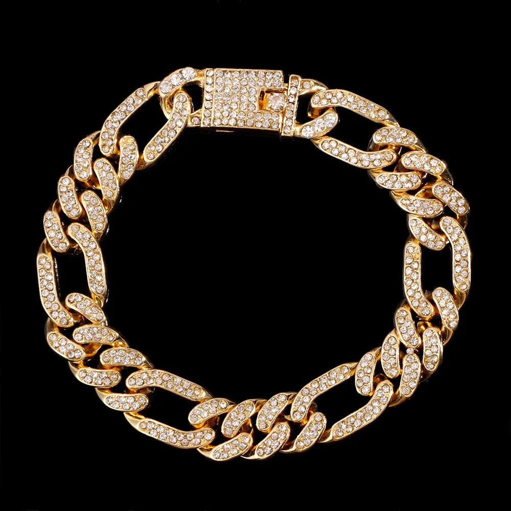 Flatfoosie Hip Hop Iced Out Chunky Cuban Chain Anklets For Women Luxury Rhinestone Link Ankle Bracelet Beach Barefoot Jewelry
