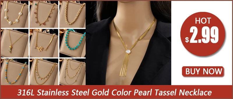 DIEYURO 316L Stainless Steel Golden 3in1 Crossover Snake Chain Necklace Bracelet For Womens New Fashion Waterproof Jewelry Set