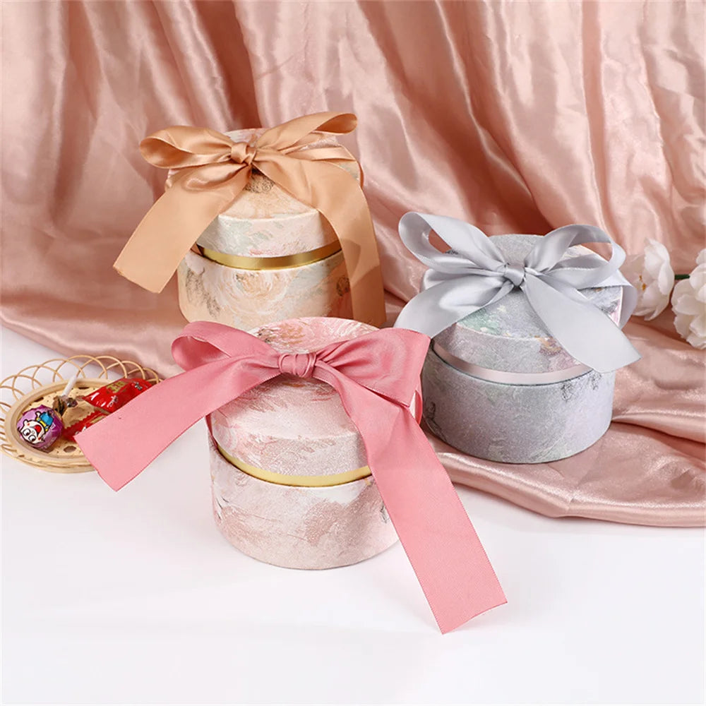 Candy Box With Bow Ribbon Round Gift Packaging Boxes