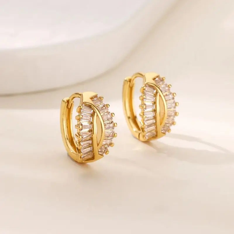 Zircon Geometric Snake Earrings for Women Multi Layered Gold Color Small Hoop Earrings Fashion Ear Piercing Wedding Jewelry