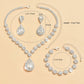 Minimalist Water drops Jewelry Set for Women Crystal Necklace Bracelet Earrings Set Gift Banquet Wedding Anniversary Accessories