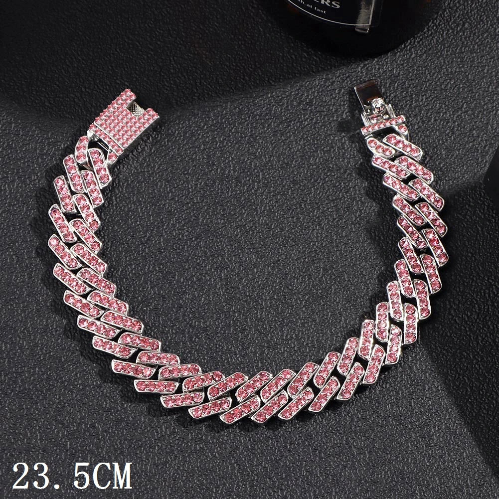 Flatfoosie Hip Hop Iced Out Chunky Cuban Chain Anklets For Women Luxury Rhinestone Link Ankle Bracelet Beach Barefoot Jewelry