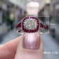 2025 European and American Red Cubic Zirconia Ring, Oval Geometric Fashion Temperament Elegant and Dazzling Jewelry Accessories