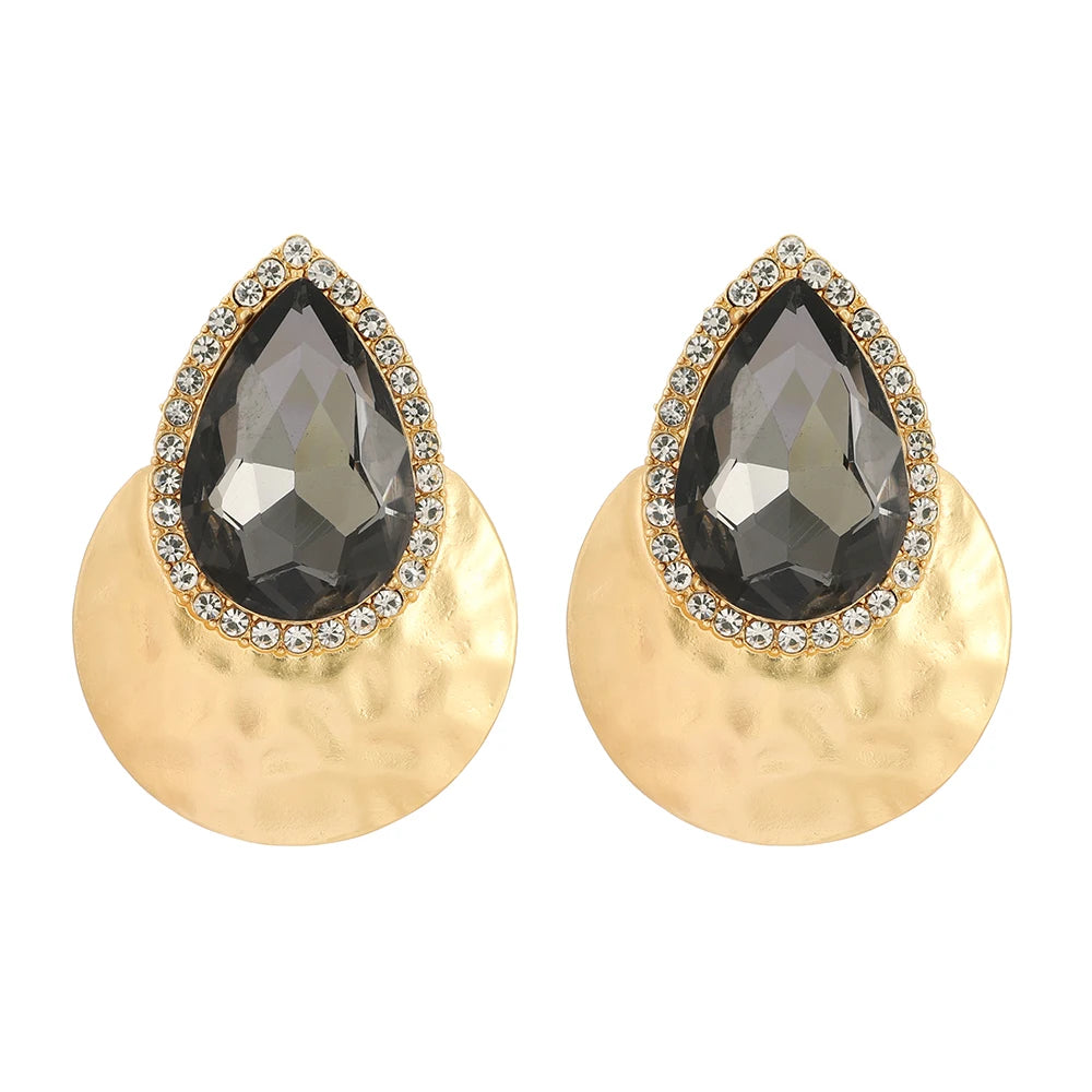 Fashion Elegant Round Metal Big Stud Earrings For Women Classic Design Elegant Ear Accessories Party Prom Statement Fine Jewelry