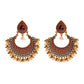 Ethnic Retro Green Sector Carved Turkish Jhumka Earrings For Women Indian Jewelry Pearl Tassel Earrings