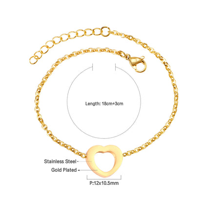 Zenat Stainless Steel Heart Coin Charm Bracelet for Women