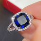 2025 Luxury Prong Setting-Rings For Women With Deep Blue Zircon Stone Anniversary Gift   Wife Micro Paved Middle