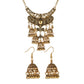Luxury Retro Indian Jewelry Set Earring/Necklace Bijoux Wedding Jewelry Hangers Ethnic Carved Jhumka Earrings