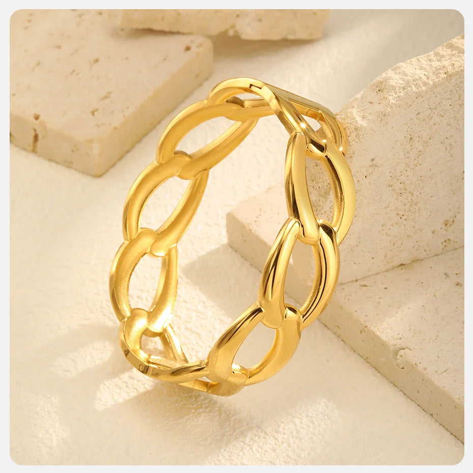 Vnox Romantic Zircon Cuff Bracelet For Women Geometric Fashion Lady Jewelry Stainless Steel Bangles Party Gold Color Never Fade