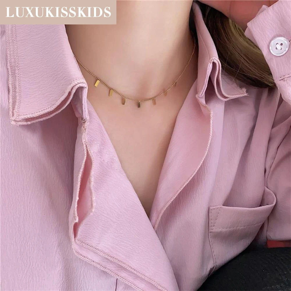LUXUKISSKIDS Woman Collier бижутерия Golden Chains Necklaces Bohemia Star Heart Elegant Stainless Steel Jewelry Trendy Collars